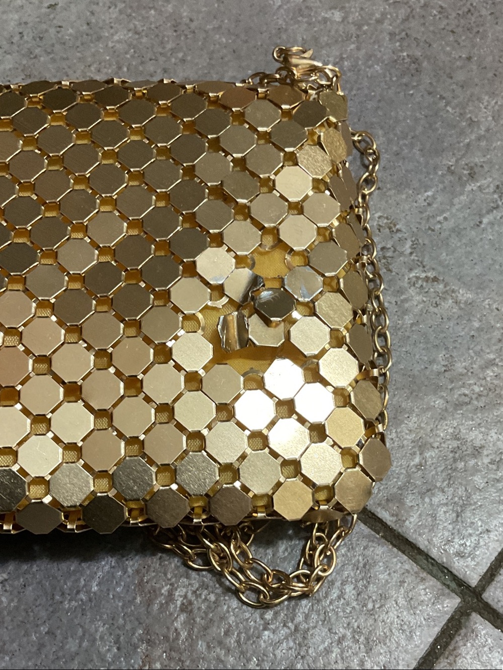 Gold Sequin Chain-Handle Evening Clutch - Picture 7 of 9
